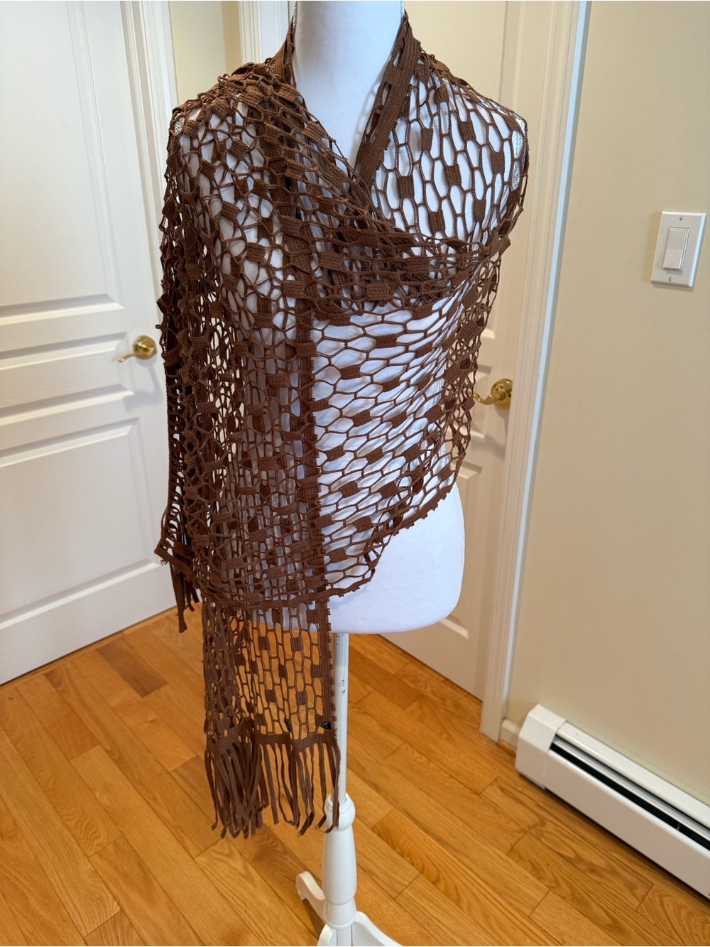 Brown Open Weave Fringe Throw Shawl create your own style 🔥